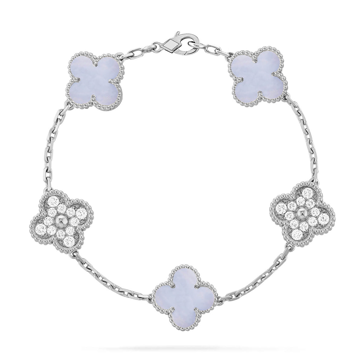 [Stellar Jewelry] CLOVER 5 MOTIF PURPLE CHALCEDONY BRACELET COLLECTION