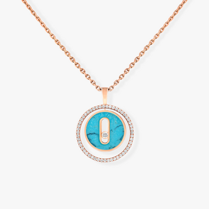[Stellar Jewelry]LUCKY MOVE 1 DIAMOND TURQUOISE PINK GOLD DIAMOND NECKLACE