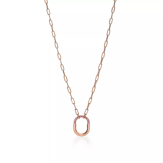[Stellar jewels]LOCK SMALL PENDANT PINK DIAMOND PINK GOLD NECKLACE