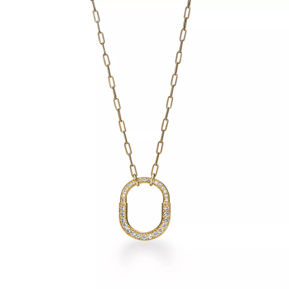 [Stellar jewels]LOCK NECKLACE MEDIUM PENDANT GOLD PAVED DIAMONDS