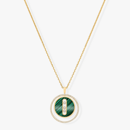 [Stellar Jewelry]LUCKY MOVE 3 DIAMOND MALACHITE GOLD DIAMOND NECKLACE