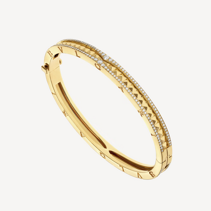 [Stellar Jewelry]ZERO 1 SPIRAL AND PAVED DIAMOND GOLD BRACELET