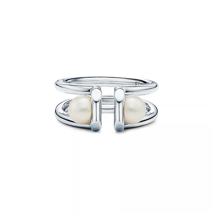 [Stellar jewels]DOUBLE PEARL SILVER RING