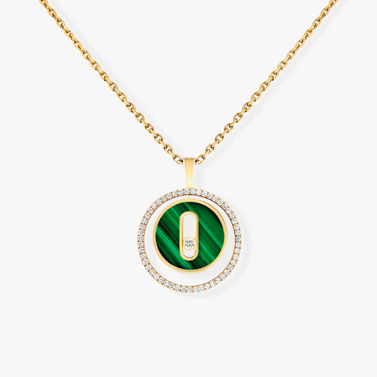 [Stellar Jewelry]LUCKY MOVE 1 DIAMOND MALACHITE GOLD DIAMOND NECKLACE