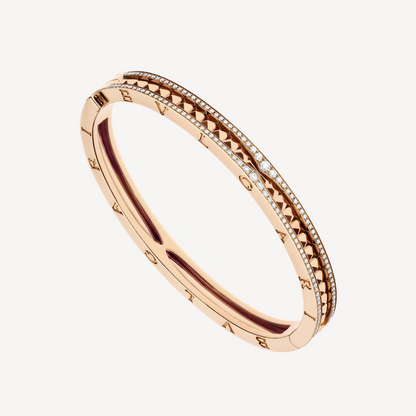 [Stellar Jewelry]ZERO 1 SPIRAL AND PAVED DIAMOND PINK GOLD BRACELET