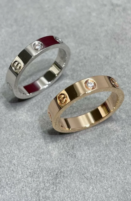 [Stellar Jewelry]LOVE RING 4MM 1 DIAMOND SILVER