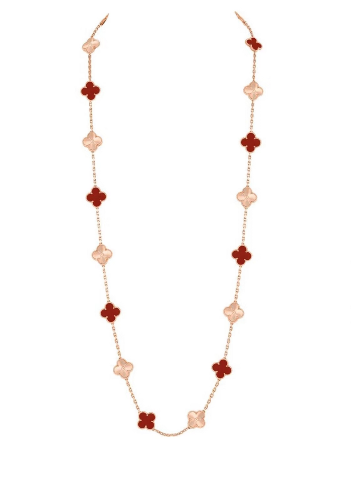 [Stellar Jewelry]CLOVER 20 MOTIFS LASER CARNELIAN NECKLACE