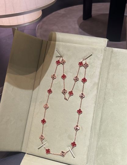 [Stellar Jewelry]CLOVER 20 MOTIFS LASER CARNELIAN NECKLACE