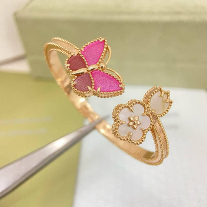 [Stellar  Jewelry]ROSE QUARTZ THREE‑IN‑ONE BUTTERFLY BRACELET