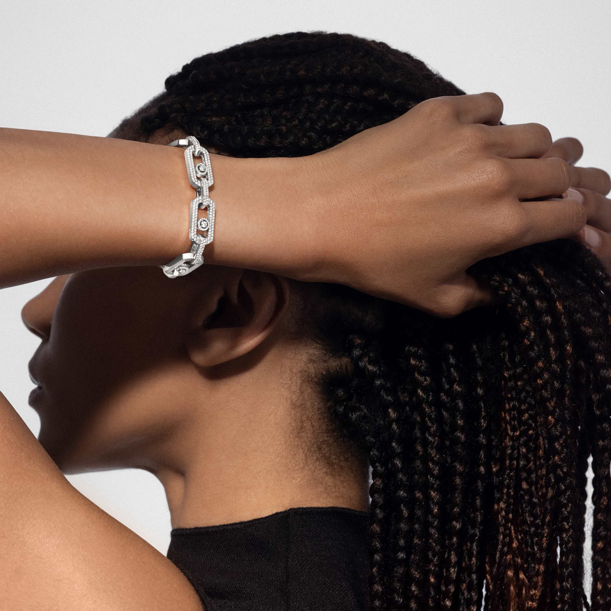 [Stellar Jewelry]Large Full Diamond Unisex Sliding Bracelet with Moissanite