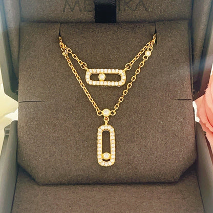 [Stellar Jewelry]MOVE 2 ROW DIAMOND NECKLACE