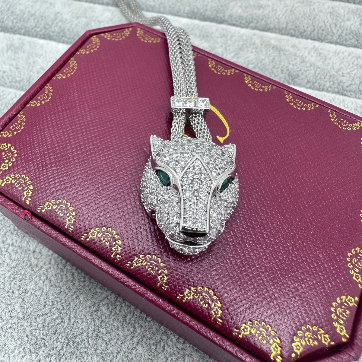 [Stellar Jewelry]FULL STONE BIG LEOPARD HEAD NECKLACE