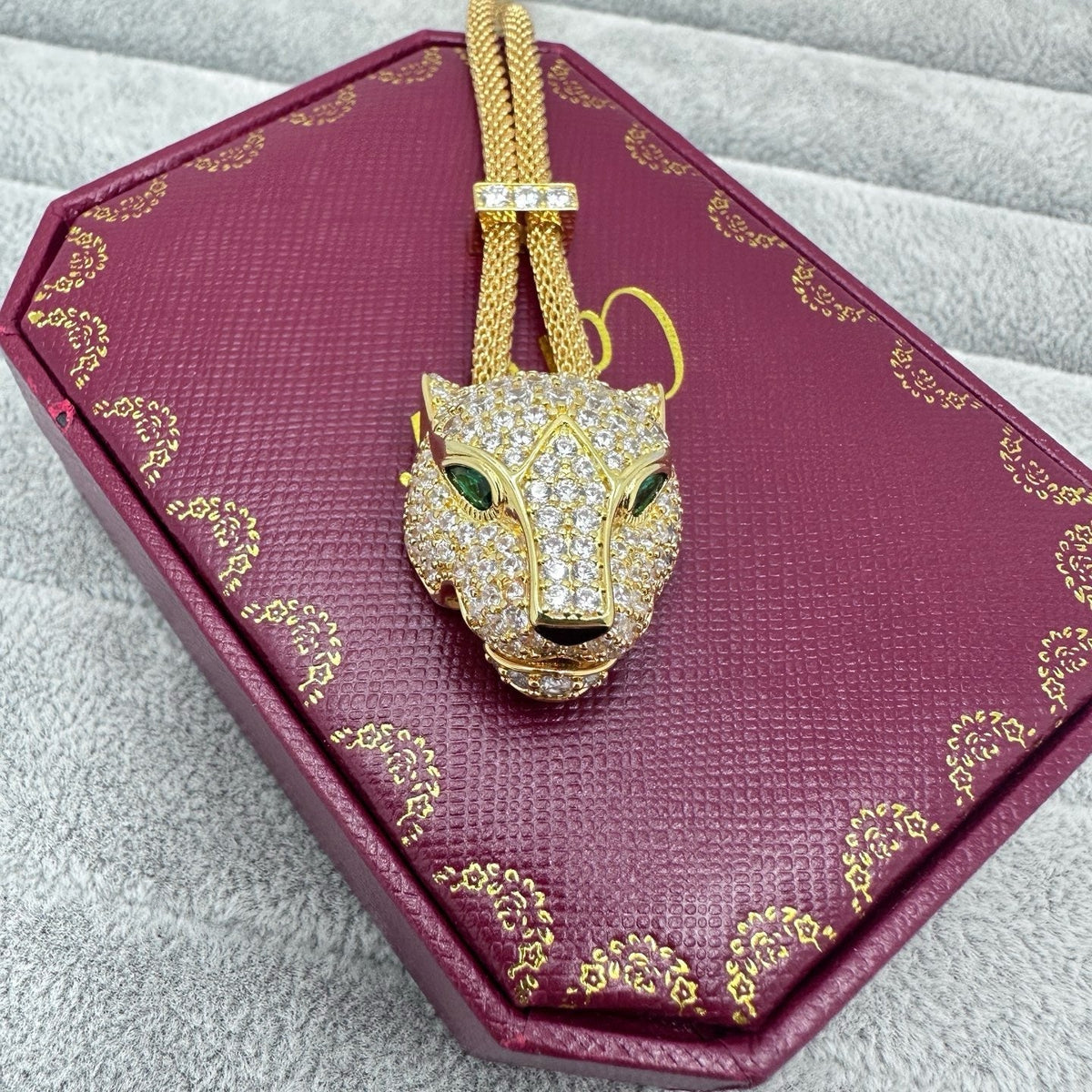 [Stellar Jewelry]FULL STONE BIG LEOPARD HEAD NECKLACE