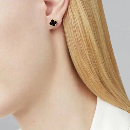 [Stellar Jewelry]CLOVER MINI 9.5MM BLACK MOP EARRINGS