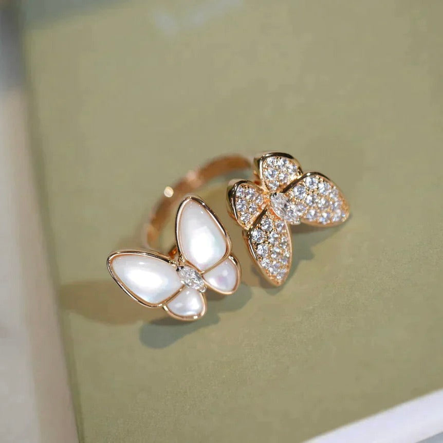 [Stellar Jewelry]TWIN BUTTERFLY DIAMOND MOP RING
