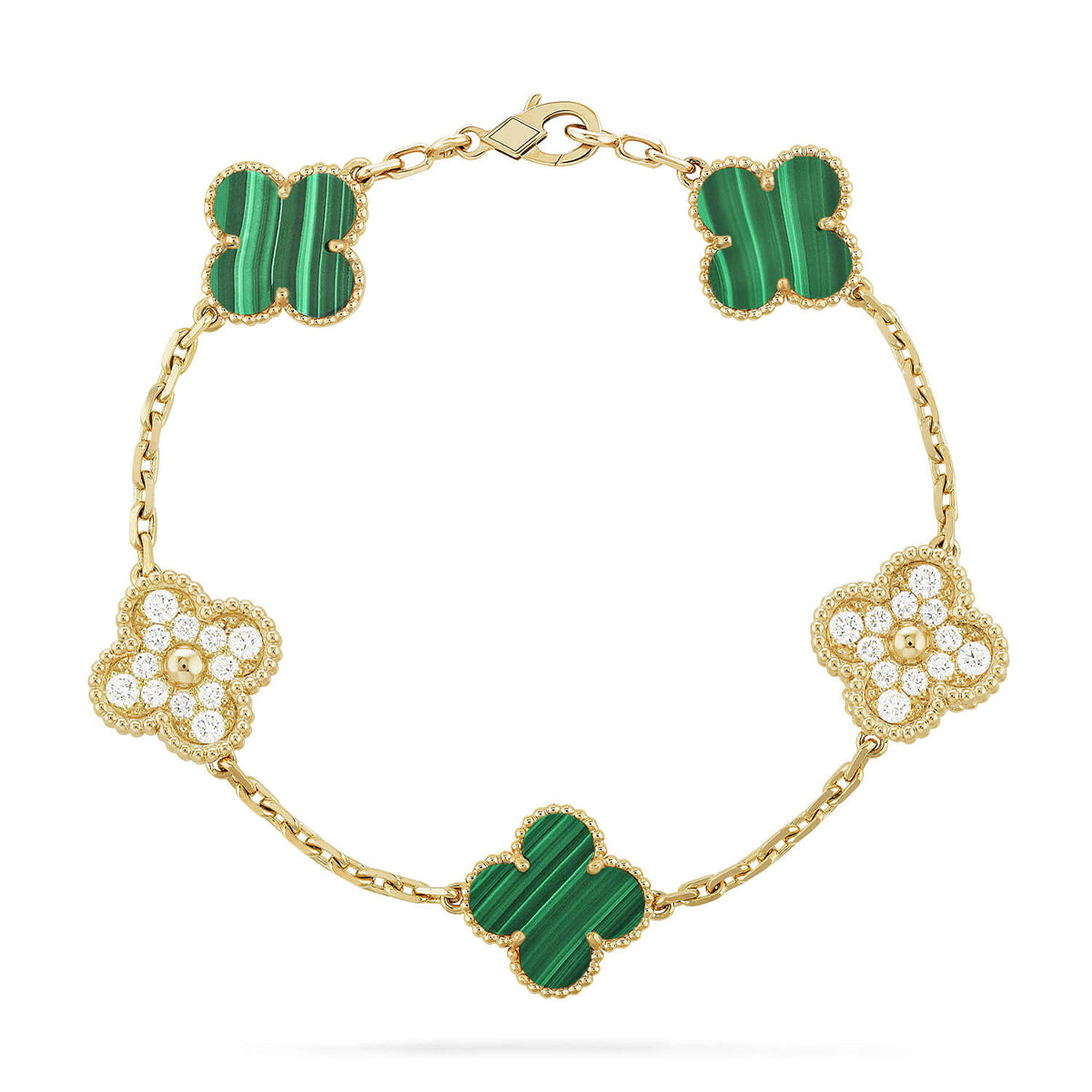 [Stellar Jewelry] CLOVER 5 MOTIF MALACHITE BRACELET COLLECTION