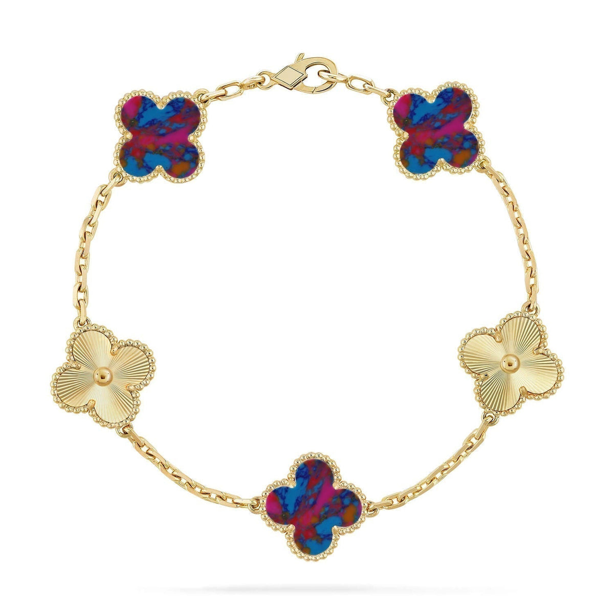 [Stellar Jewelry]CLOVER 5 MOTIF COLOR GEMSTONES BRACELET COLLECTION