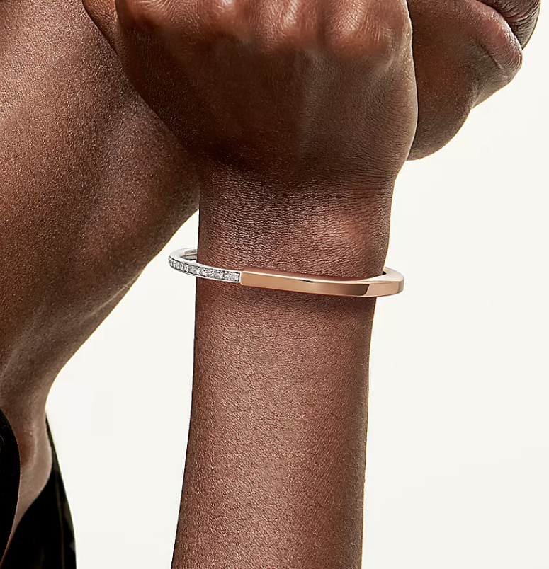 [Stellar jewels]LOCK BRACELET ROSE AND WHITE GOLD DIAMOND