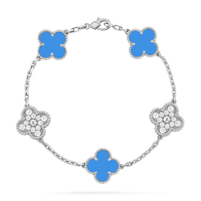 [Stellar Jewelry] CLOVER 5 MOTIF BLUE AGATE BRACELET COLLECTION