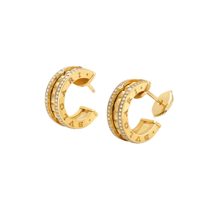 [Stellar Jewelry]ZERO 1 ROCK GOLD EARRINGS WITH STUDDED SPIRAL AND PAVED DIAMONDS