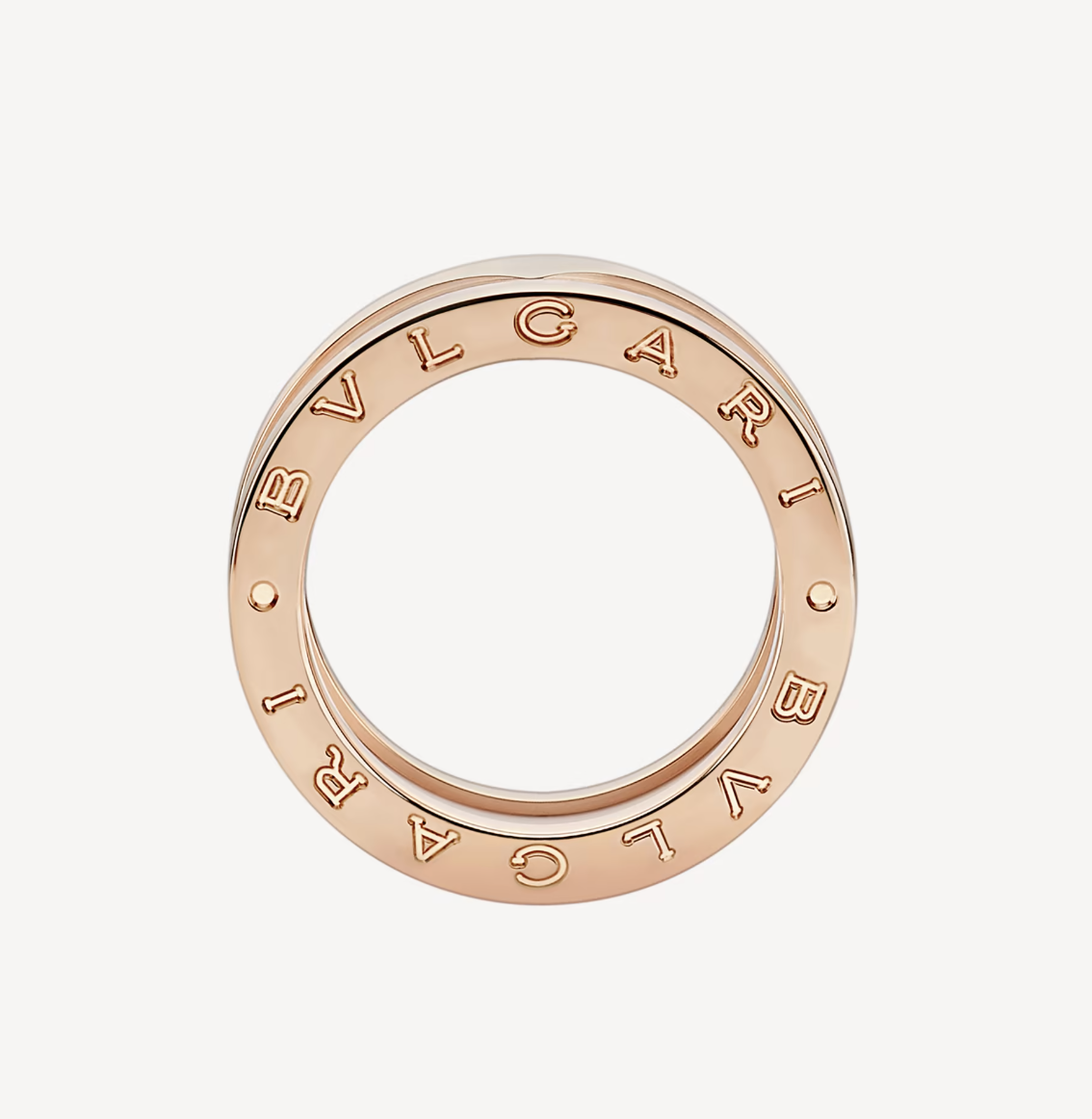 [Stellar Jewelry]ZERO 1 TWO-BAND LOOPS AND WHITE CERAMIC SPIRAL PINK GOLD RING