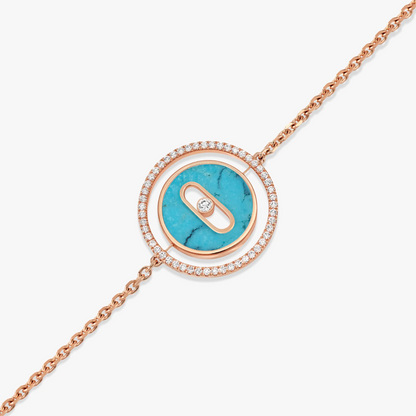 [Stellar Jewelry]LUCKY MOVE TURQUOISE PINK GOLD DIAMOND BRACELET(Adjustable)