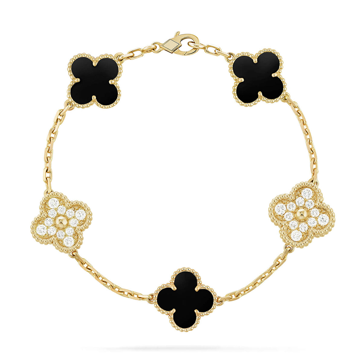[Stellar Jewelry] CLOVER 5 MOTIF ONYXS BRACELET COLLECTION