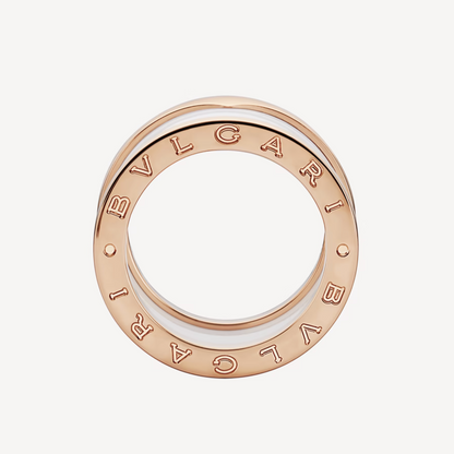[Stellar Jewelry]ZERO 1 FOUR-BAND LOOPS AND WHITE CERAMIC SPIRAL PINK GOLD RING