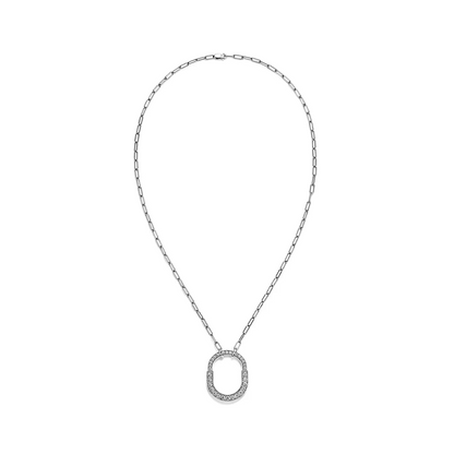 [Stellar jewels]LOCK NECKLACE MEDIUM PENDANT SILVER PAVED DIAMONDS