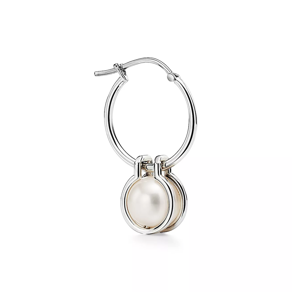 [Stellar jewels]PEARL HOOP SILVER EARRINGS