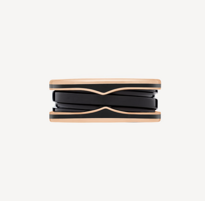 [Stellar Jewelry]ZERO 1 TWO-BAND WITH MATTE BLACK CERAMIC PINK GOLD RING