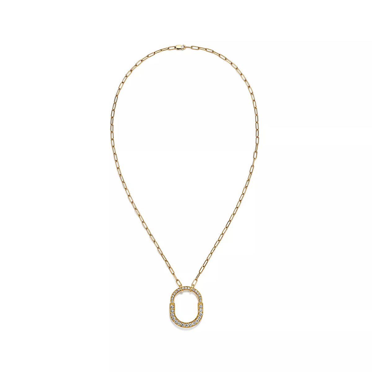 [Stellar jewels]LOCK NECKLACE MEDIUM PENDANT GOLD PAVED DIAMONDS