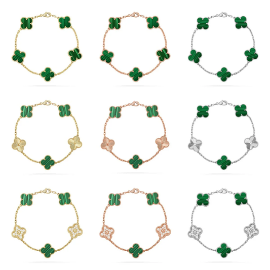 [Stellar Jewelry] CLOVER 5 MOTIF MALACHITE BRACELET COLLECTION