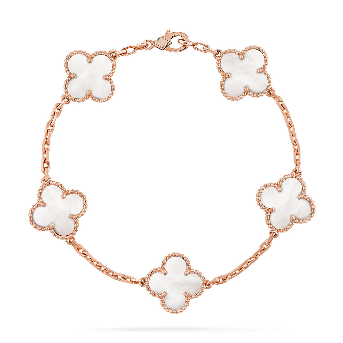 [Stellar Jewelry]CLOVER WHITE PEARL MOP 5 MOTIF BRACELET COLLECTION
