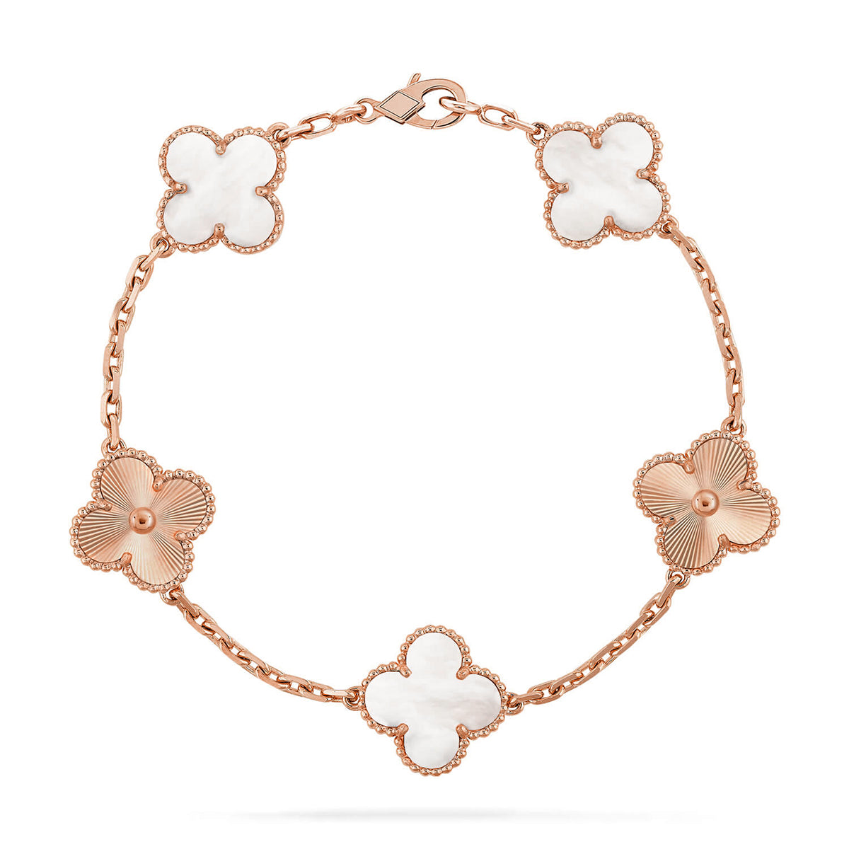 [Stellar Jewelry]CLOVER WHITE PEARL MOP 5 MOTIF BRACELET COLLECTION