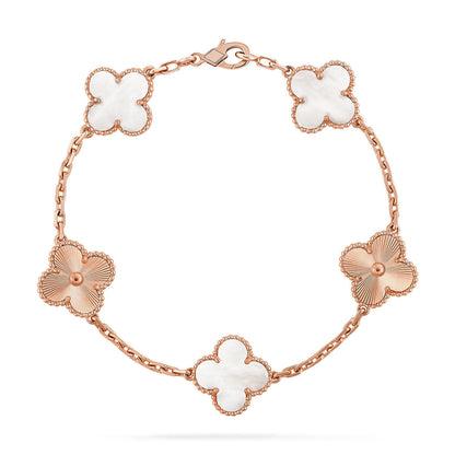 [Stellar Jewelry]CLOVER WHITE PEARL MOP 5 MOTIF BRACELET COLLECTION