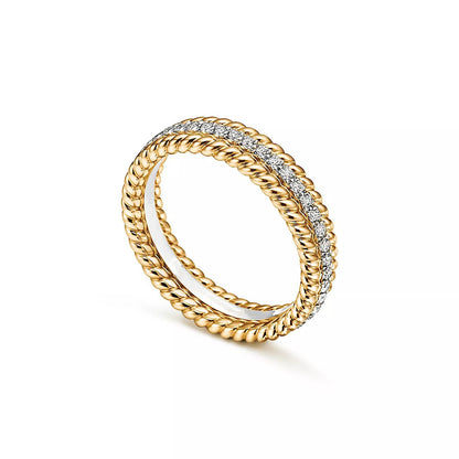 [Stellar jewels]ROPE TWO-ROW GOLD DIAMOND RING