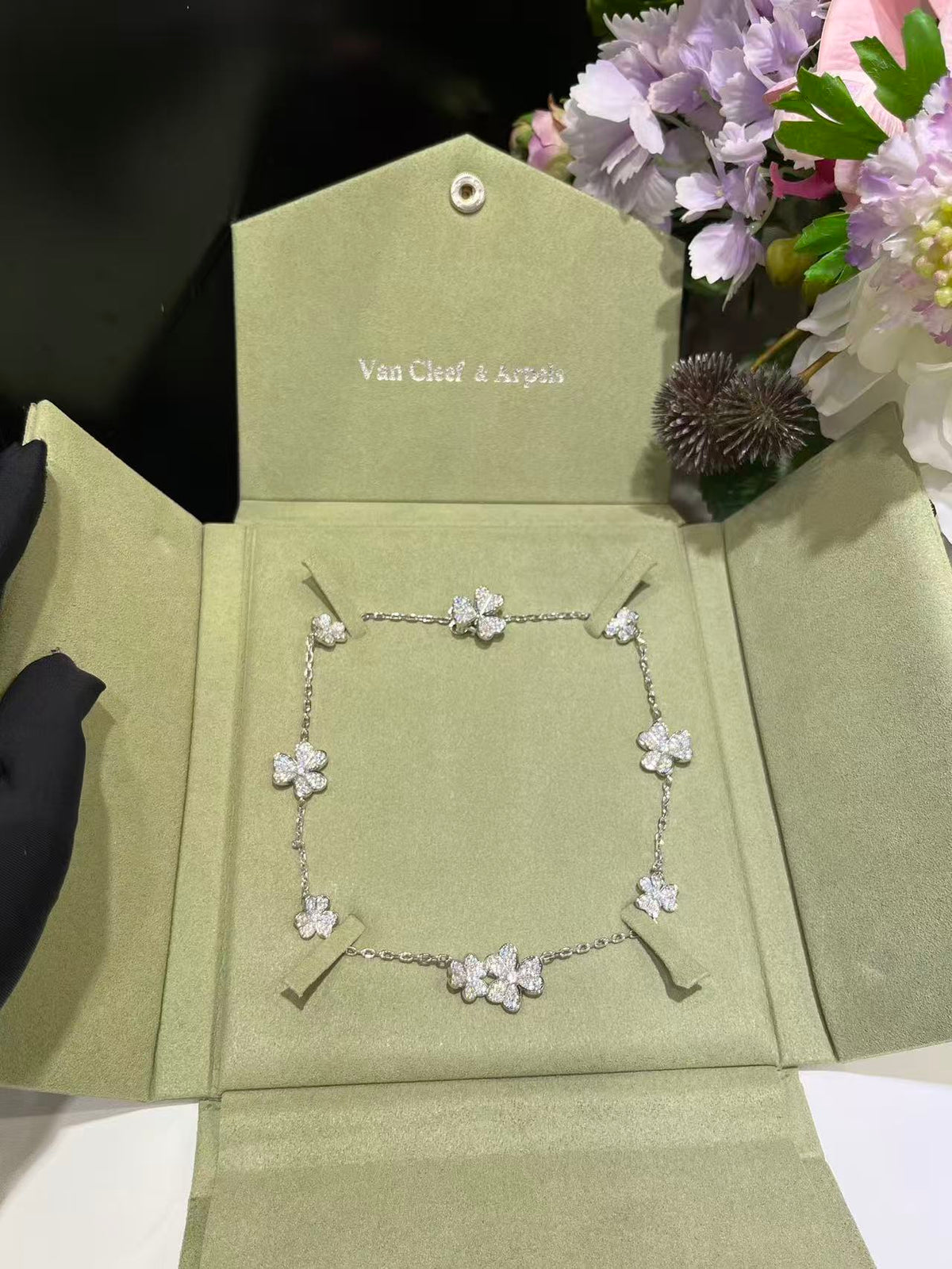 [Stellar Jewelry]CLOVER 10 MOTIFS  FULL DIAMOND NECKLACE