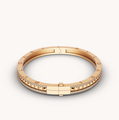 [Stellar Jewelry]ZERO 1 SPIRAL AND PAVED DIAMOND GOLD BRACELET