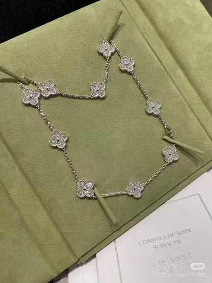 [Stellar Jewelry]CLOVER 10 MOTIFS  FULL DIAMOND NECKLACE