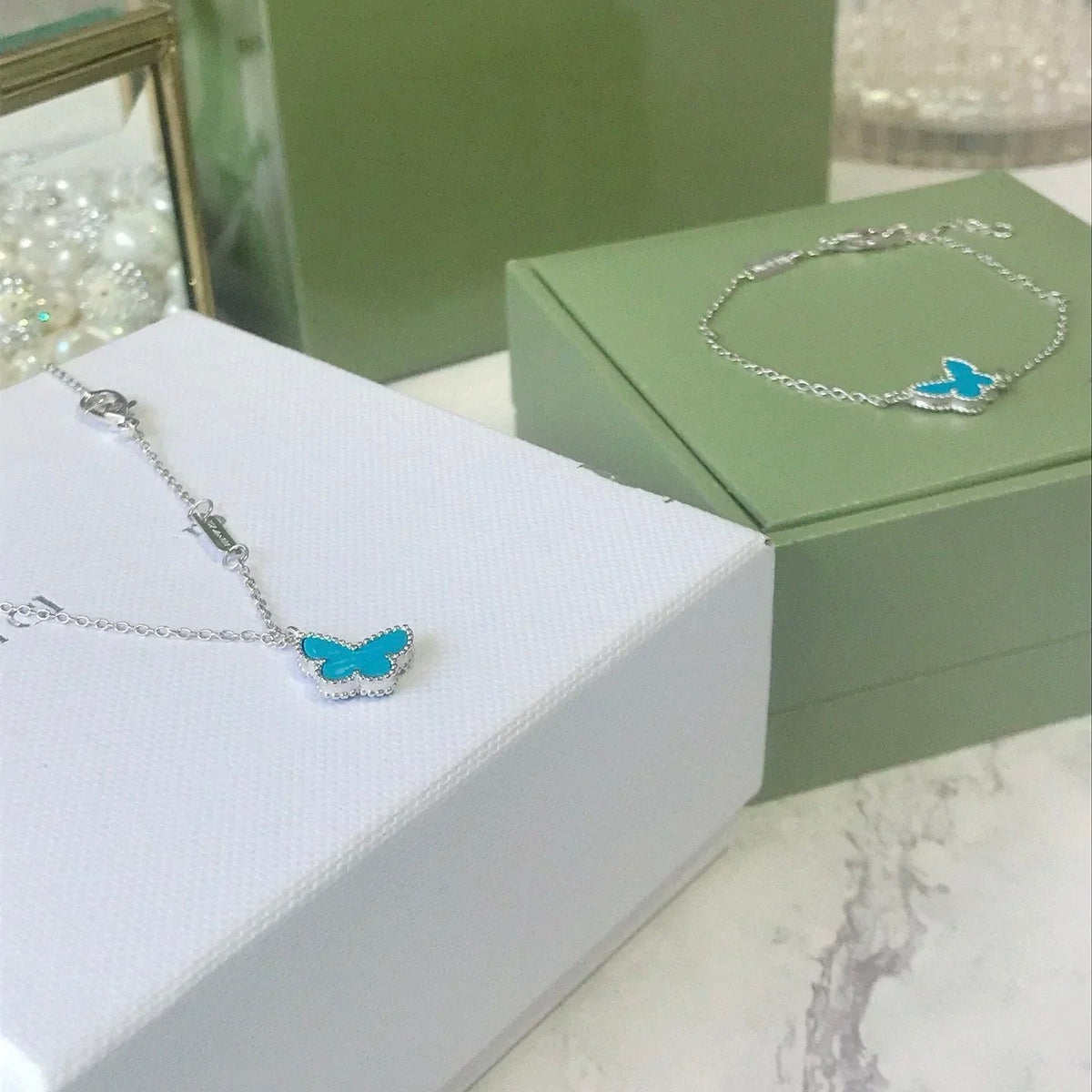 [Stellar Jewelry]BUTTERFLY TURQUOISE BUTTERFLY BRACELET SILVER