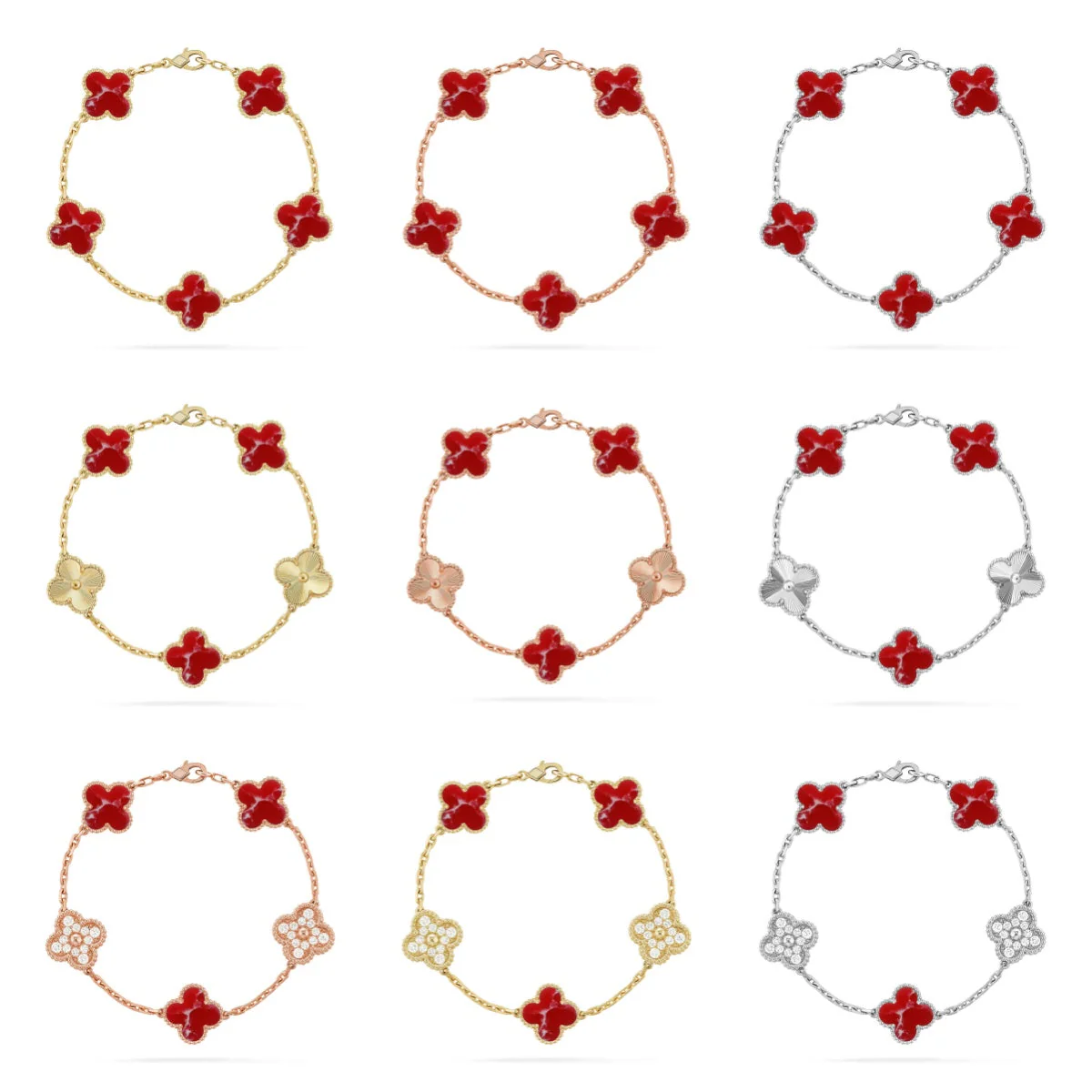 [Stellar Jewelry]CLOVER 5 MOTIF RED PATTERN BRACELET COLLECTION
