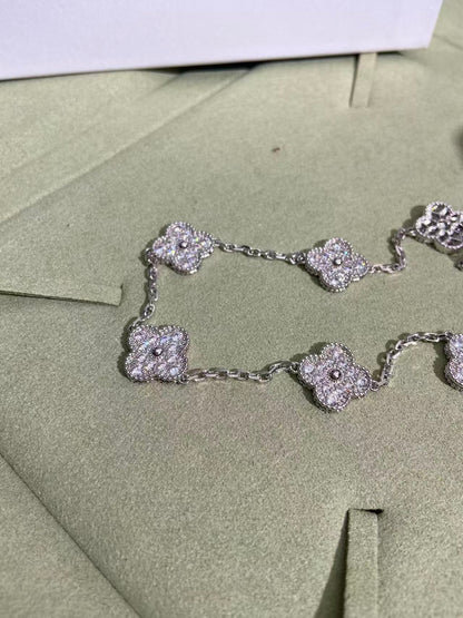[Stellar Jewelry]CLOVER 10 MOTIFS  FULL DIAMOND NECKLACE