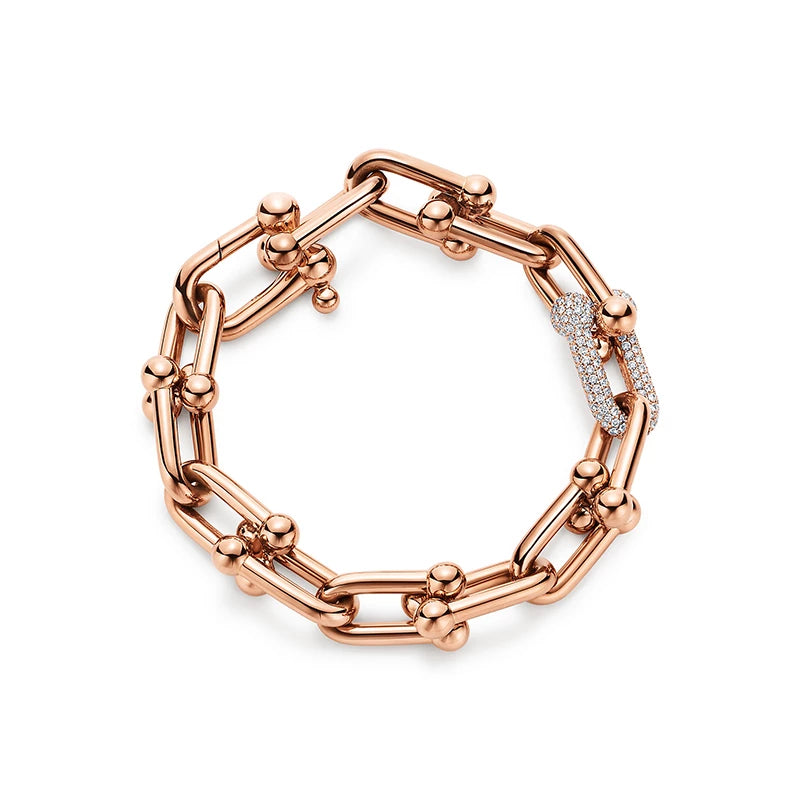[Stellar jewels]HARDWEAR BRACELET PINK GOLD AND SILVER DIAMOND