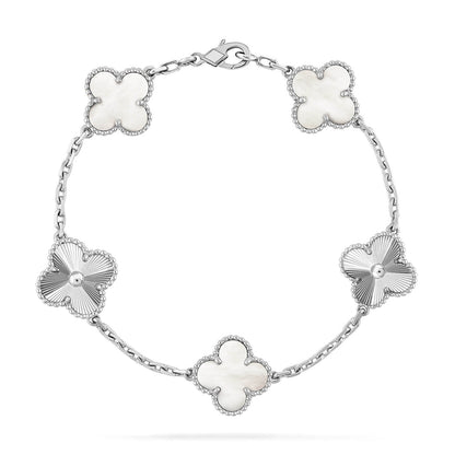 [Stellar Jewelry]CLOVER WHITE PEARL MOP 5 MOTIF BRACELET COLLECTION