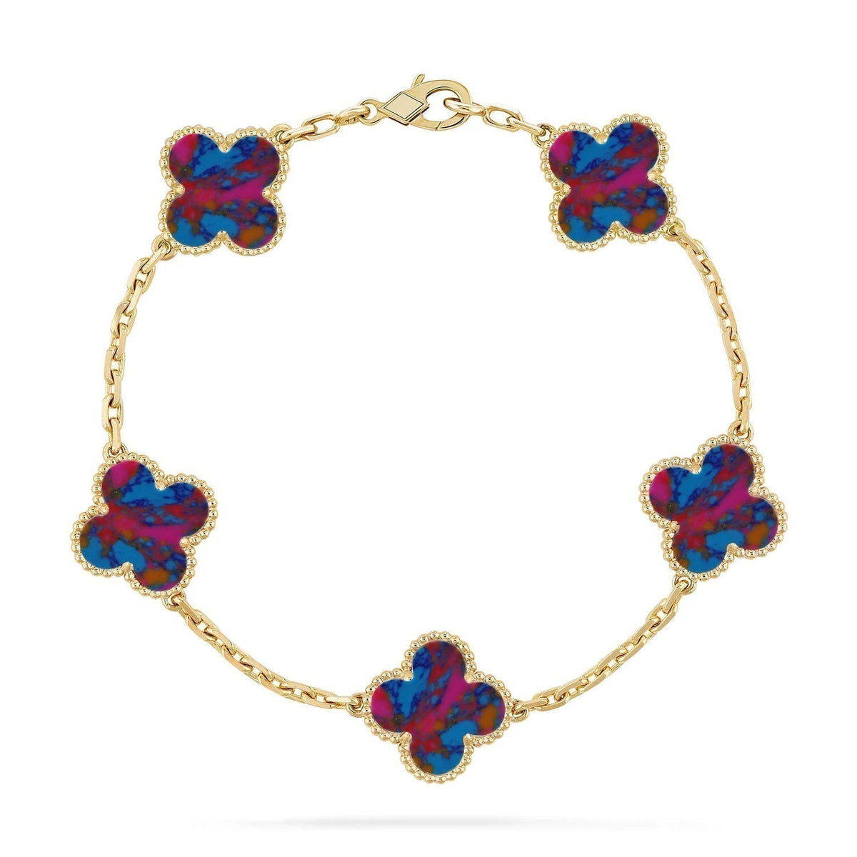 [Stellar Jewelry]CLOVER 5 MOTIF COLOR GEMSTONES BRACELET COLLECTION