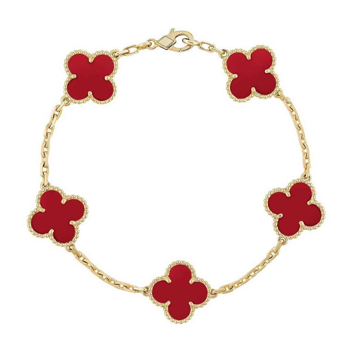 [Stellar Jewelry] CLOVER 5 MOTIF RED CORNELIAN BRACELET COLLECTION