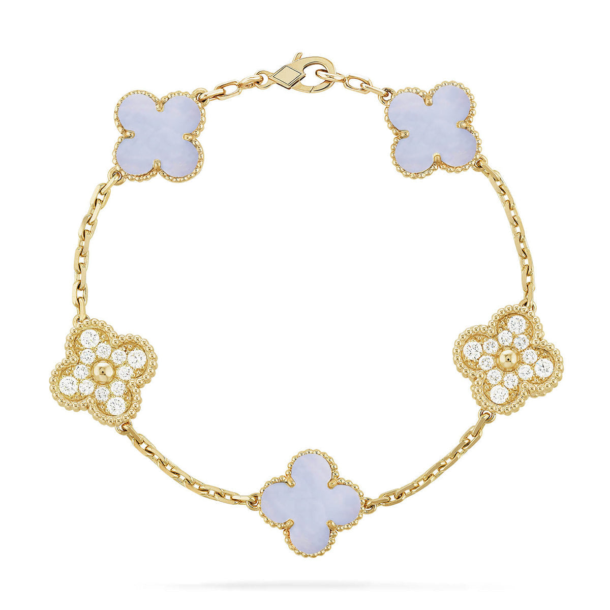 [Stellar Jewelry] CLOVER 5 MOTIF PURPLE CHALCEDONY BRACELET COLLECTION