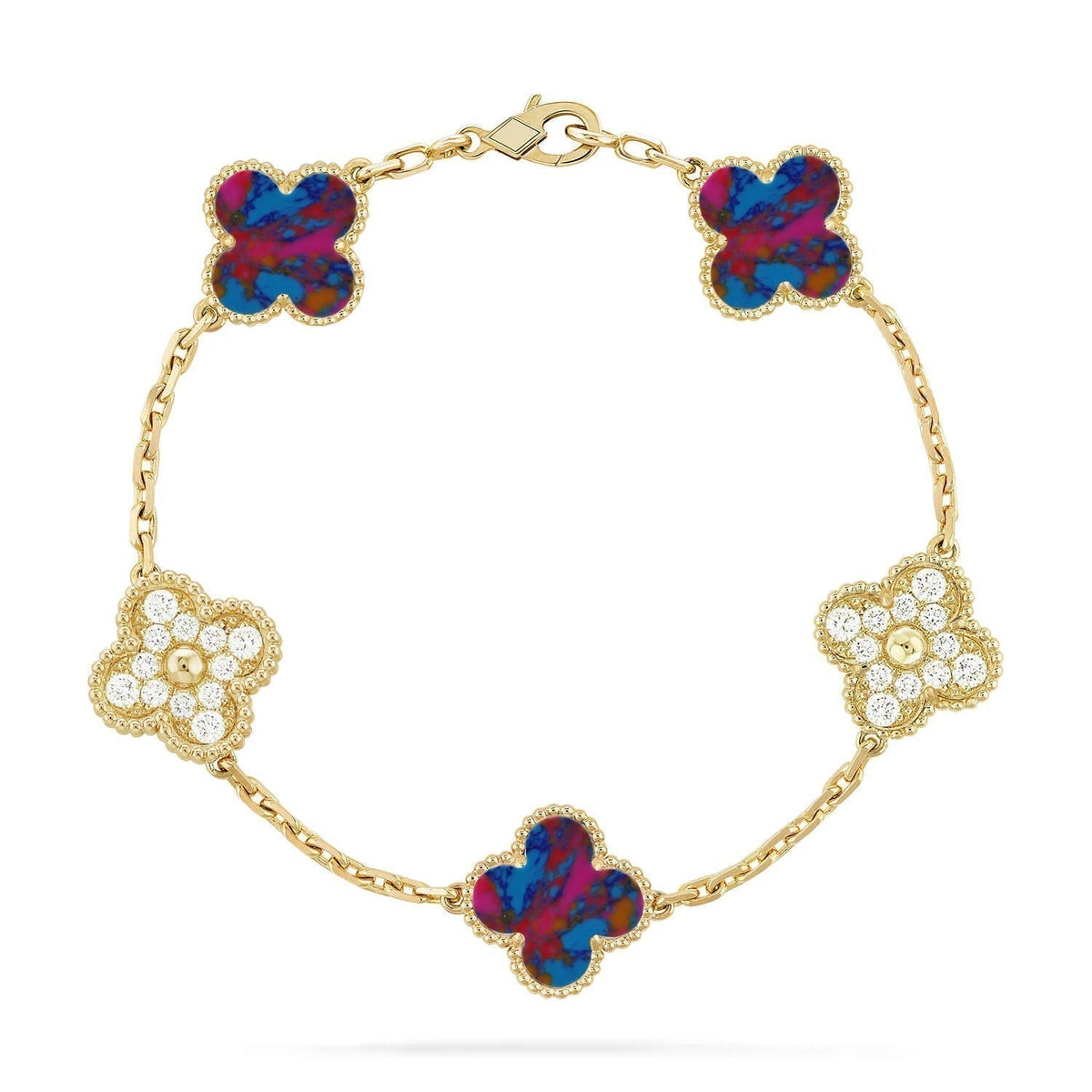 [Stellar Jewelry]CLOVER 5 MOTIF COLOR GEMSTONES BRACELET COLLECTION