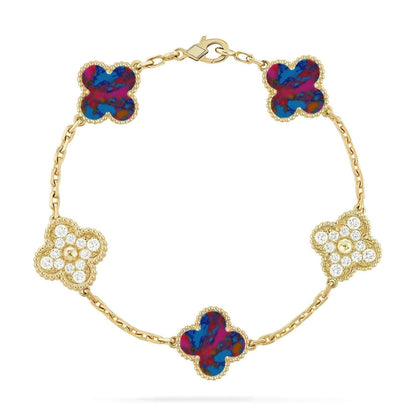 [Stellar Jewelry]CLOVER 5 MOTIF COLOR GEMSTONES BRACELET COLLECTION